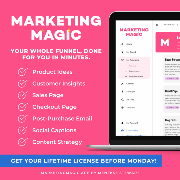 Marketing Magic the whole funnel done for you in minutes.